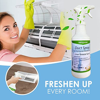 Northwest Enterprises Air Duct Cleaner Spray, Essential Oils Professional HVAC Air Freshener, Air Duct Deodorizer, and Odor Remover Spray (Linen Breeze)