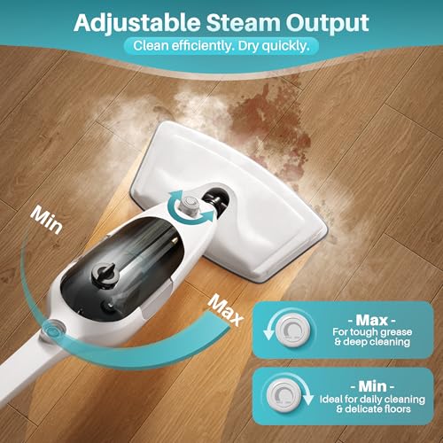 JOYMOOP Steam Mop & Handheld Steam Cleaner, 1100W Electric Steam Cleaner for Home, Fast Heat 20s, Adjustable Steam, Detachable Water Tank, 11 Accessories for Floors, Windows, Clothes - size: 5 Microfiber pads