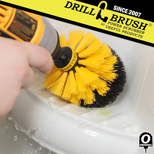 Drill Brush - Bathroom Cleaning Accessories - Shower Cleaner Brush - Scrub Brush - Bath Mat - Bathtub Brush - Sink Brush - Toilet Scrubbing Brush - Tile Flooring Cleaner - Grout Cleaner Brush for Home - color: All Purpose Medium-yellow