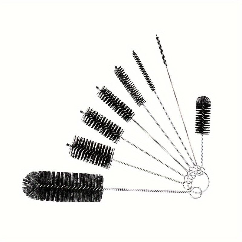 1 8 kit Cleaning Brush Pipe Cup Thin Tube Straw Long Dredging Drain Small Bottle Kitchen Supplies Tools 8pcs Set (White)