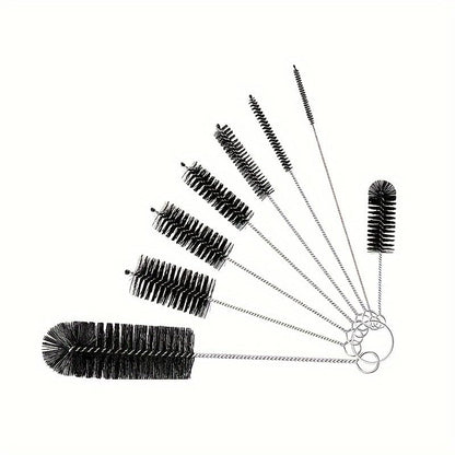 1 8 kit Cleaning Brush Pipe Cup Thin Tube Straw Long Dredging Drain Small Bottle Kitchen Supplies Tools 8pcs Set (White)