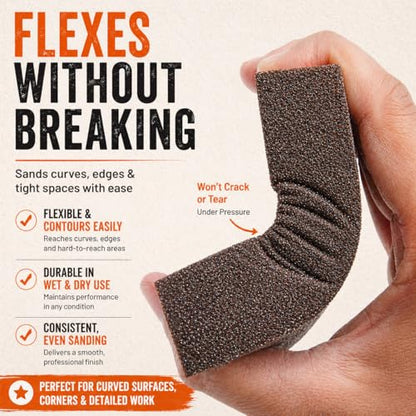 Sanding Sponge, 60/80/120/220 Grit 4-Pack with Protective Gloves, Coarse Fine Medium Grit Sanding Block, Reusable Dry Wet Sanding Blocks for Wood, Drywall,Metal, Fine Sandpaper Sand Block by Afruxy - size: Assorted 4 Pack