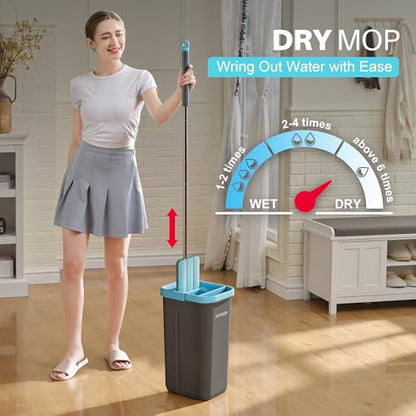 JOYMOOP Flat Mop Head, 13 Inch Microfiber Replacement, Grey & Cyan Blue, 1 Pack - color: Grey & Cyan Blue