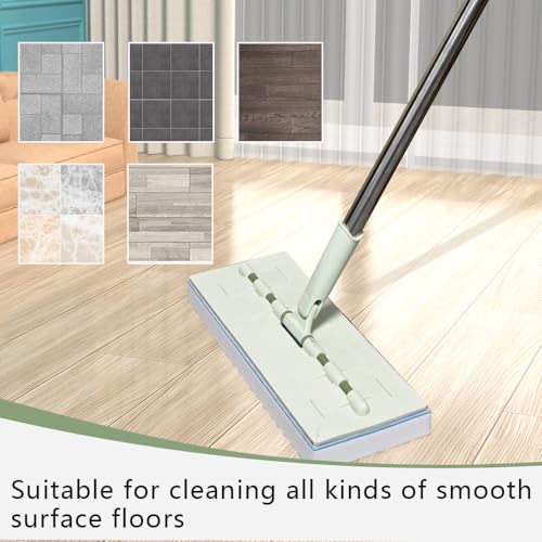 Magic Sponge Eraser Mop, 60" Adjustable Mop Handle with Flexible 13" Flat Head with Microfiber Pad and Magic Sponge Eraser Pads - color: Mop Set, size: 60"x13"
