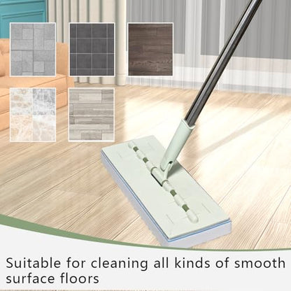 Magic Sponge Eraser Mop, 60" Adjustable Mop Handle with Flexible 13" Flat Head with Microfiber Pad and Magic Sponge Eraser Pads - color: Mop Set, size: 60"x13"