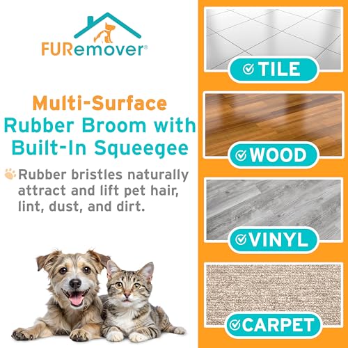 FURemover Pet Hair Removal Rubber Broom, 61" Telescopic Handle - size: 61" Telescopic Handle