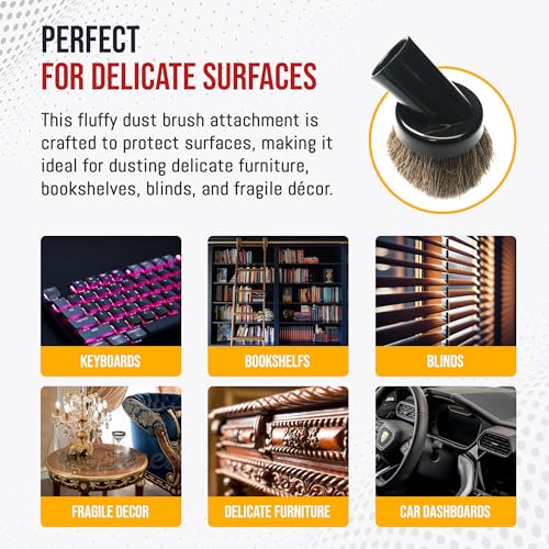 MP Maresh Products Household Cleaning Vacuum Brush Attachment - Horse Hair Vacuum Cleaner Accessories, Soft, Dust Floor Brush, Compatible with Shop Vac 1-1/4" Vacuum Cleaners for Hard Surfaces - Black - size: Vacuum Brush