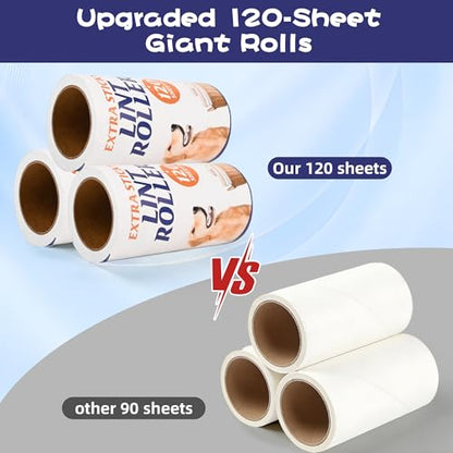 Pet Hair Lint Roller Pack for Home Car Office, 1080 Sheets | 3 Handles and 9 Rolls Total, Sticky Roller for Couch, Carpet, Furniture and Black Clothes - size: 3 Handles + 6 Refills + 1080 Sheets