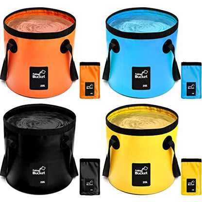 Tessco for you 4 Pack 5 Gallon Collapsible Bucket with Handle Portable Folding Bucket Collapsible Camping Sink Water Container for Hiking Fishing Beach Car Washing