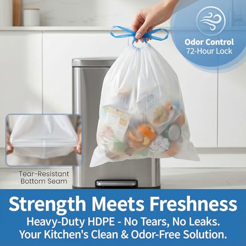 Small 2 Gallon Trash Bags Drawstring,0.96 Mil,Unscented,120 Count | Tear-Free,Leakproof,Strong Garbage Can Liners,White,Fit 5 - 7.5 Liter Waste Bins,for Home Bathroom Office Car Everyday Use - color: 2gal-120