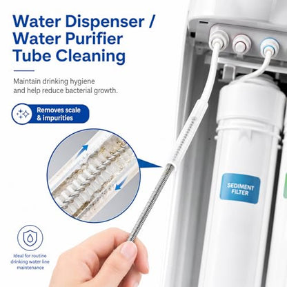 118 Inch Flexible Drain Cleaning Brush – 2-Pack, Stainless Coil for Car, Fridge, Sinks, Pipes, Hoses, Hair & Grease Clogs - size: 118 IN