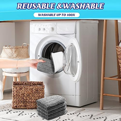 40 Pack Microfiber Cleaning Pads Machine Washable Replacement Head for Wet/Dry Mops Flat Reusable Household Replacement Mop Pad for Hardwood Floor Cleaning Scrubbing Fit Most Mops (Gray) - color: Gray