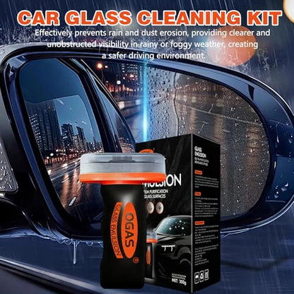 2PCS Glass Emulsion Cleaner & Glass Oil Film Remover for Cars – Roll-On Glass Guard with Brush,Handle Oil Film Remover&Windshield Cleaner For Cars Window,Removes Oil Film & Smudges,Anti- Fog Brush