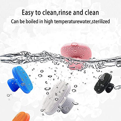 Silicone face Scrubber for Women Facial Cleansing Brush Silicone Face Wash Brush Manual Waterproof Cleansing Skin Care Face Brushes for Cleansing and Exfoliating - color: Pink