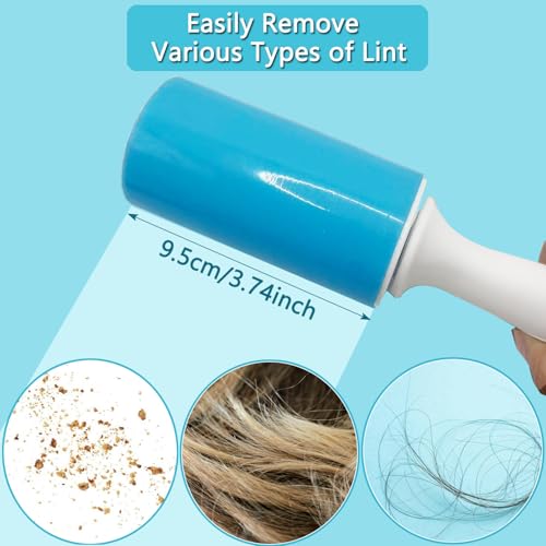 Reusable Washable Lint Roller 4 Pack, Sticky Gel Lint Rollers, Cat Dog Pet Hair Lint Remver Cleaner for Clothes, Carpet, Travel, 2 Large Roller with Dust Cover and 2 Mini Portable Small Lint Brush - size: 2 Large+2 Mini