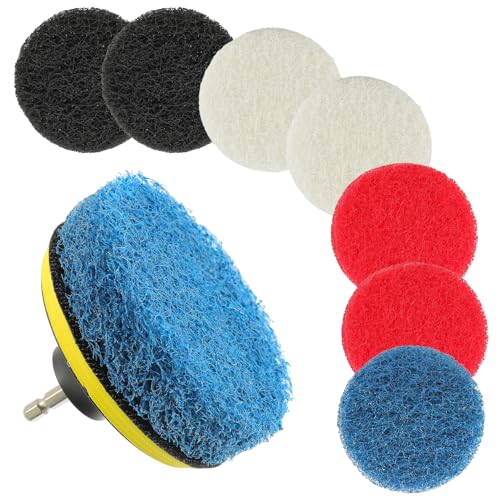 4 Inch Drill Brush Scrub Pads Cleaning Kit, 5X Faster Cleaning, Reusable Double Sided Scrub Pad for Bathroom Shower Tub Tile Grout Kitchen Toilet Hard Surfaces, 9 Pack(Mix Color) - color: Mix Color