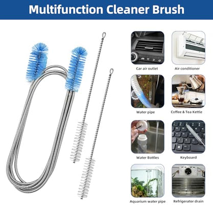 Flexible Drain Brush, 73 Inch Long Double Ended Hose Pipe Cleaners and 4 Pack 8 Inch Straw Cleaner Brush, Pipe Cleaner Brush for Cleaning, 2 Pack 73 Inch Long Tube Cleaning Brush