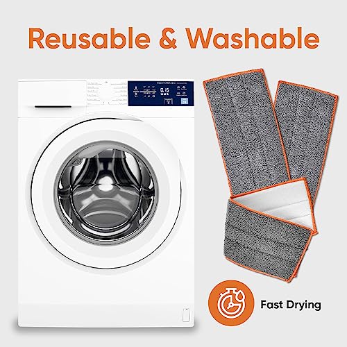 Superio Microfiber Mop Pads Refill, Replacement Head with Velcro, 16 Inch for Flat, Spray Mop Set - 3 Pack - Grey - size: 3 Mopping pads