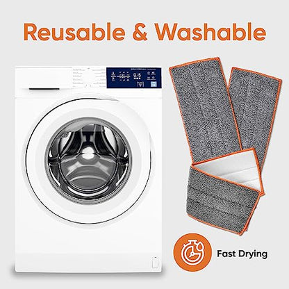 Superio Microfiber Mop Pads Refill, Replacement Head with Velcro, 16 Inch for Flat, Spray Mop Set - 3 Pack - Grey - size: 3 Mopping pads