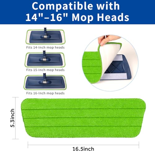 16.5" Microfiber Mop Pads Refills, 4 Pack Reusable Replacement Heads | reusable wet mop refills, machine washable for 14-16 inch spray mops, hardwood floors, dust cleaning & scrubbing - color: 16"bluegreen*4