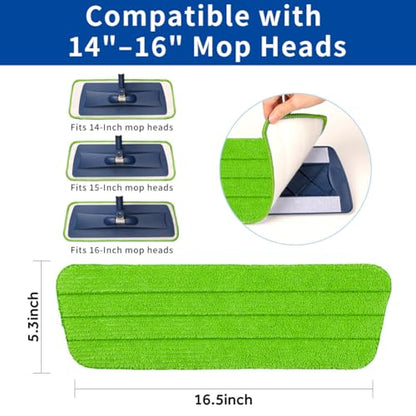 16.5" Microfiber Mop Pads Refills, 4 Pack Reusable Replacement Heads | reusable wet mop refills, machine washable for 14-16 inch spray mops, hardwood floors, dust cleaning & scrubbing - color: 16"bluegreen*4