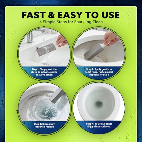 PUMIE Pumice Stone Toilet Bowl Cleaner (1-Pack) - Heavy Duty Scouring Stick for Toilet - Pumice Stone for Cleaning Rings, Bowls, Hard Water Stains, Lime, Rust, Sink - Includes Handle for Easy Use - size: 1 Count (Pack of 1)