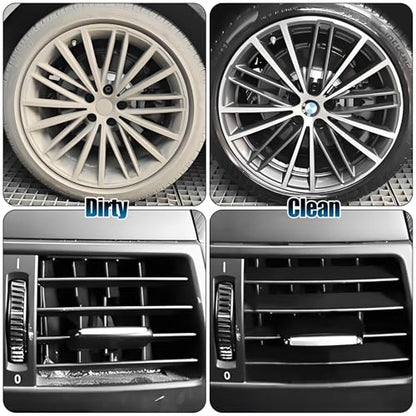 8Pcs Wheel Brush, Tire Brush, Wheel Cleaner Brush Set - 2 Soft Wheel Cleaning Brushes, Detailing Brush & Hard Tire Scrubber, Flexible and Durable Rim Cleaning Brush Kit for Wheels and Tires