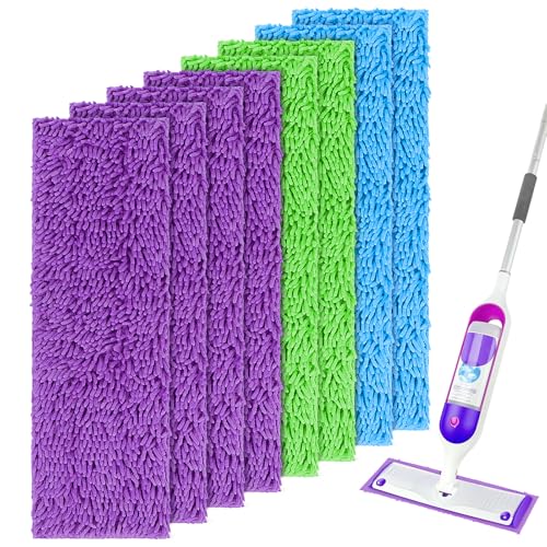 UNIMADE Reusable Mop Pads for Swiffer PowerMop, 8 Pack Microfiber Mop Pad Refill with Scrubber Strips for 13''-15'' SprayMop, Washable Mop Pads Use for Most Floor Types, Designed for Pets - Multicolor - color: Multicolor
