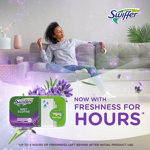 Swiffer Sweep + Mop, Wet Pads Refill, Floor Cleaner for Dirt, Dust, Hair, Cleaning Cloths for Mopping Home, Bathroom, Kitchen, All Purpose Multi-Surface Floor Wipes, Lavender, 12ct - size: 12 Count (Pack of 1)