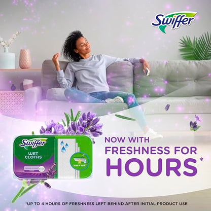 Swiffer Sweep + Mop, Wet Pads Refill, Floor Cleaner for Dirt, Dust, Hair, Cleaning Cloths for Mopping Home, Bathroom, Kitchen, All Purpose Multi-Surface Floor Wipes, Lavender, 12ct - size: 12 Count (Pack of 1)