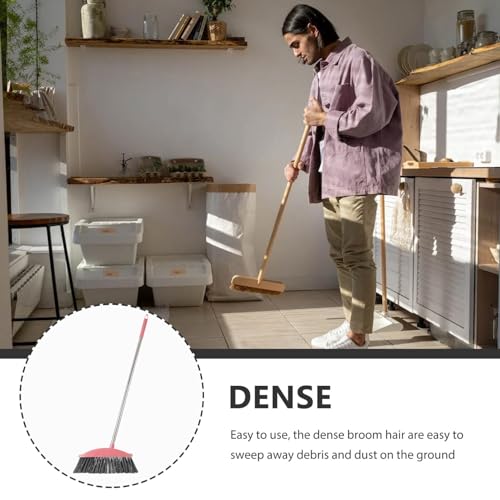 Ciieeo Heavy-Duty Broom, Stainless Steel Broom with Long Handle Floor Sweeping Brooms Wide Angle Outdoor Brooms for Shower Cleaning Patio Kitchen Grout Pink