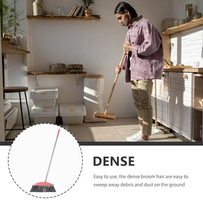 Ciieeo Heavy-Duty Broom, Stainless Steel Broom with Long Handle Floor Sweeping Brooms Wide Angle Outdoor Brooms for Shower Cleaning Patio Kitchen Grout Pink