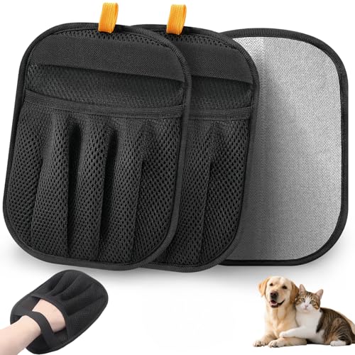 Pet Hair Removal Gloves (2-Pack) - Reusable, Anti-Static & Washable for Furniture, Car, Clothing & Pet Beds - Effortless Cat & Dog Hair Remover for Home