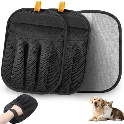 Pet Hair Removal Gloves (2-Pack) - Reusable, Anti-Static & Washable for Furniture, Car, Clothing & Pet Beds - Effortless Cat & Dog Hair Remover for Home