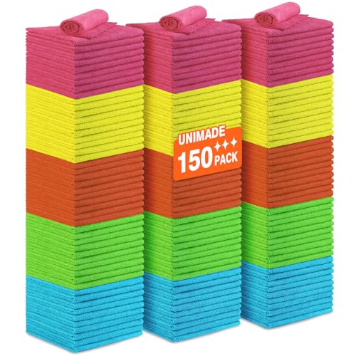 UNIMADE Microfiber Cleaning Cloth, 150PK Reusable Shop Rags Bulk Microfiber Cleansing Cloth Lint Free Cleaning-Towel for Car Kitchen Automotive Bar Mechanic Restaurant Garage,11.5"x11.5",Multicolor - color: Multicolor, size: 150PK