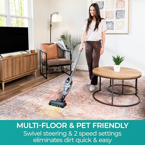 Kenmore 200 Series DS2010 Cordless Stick Vacuum Lightweight Cleaner 2-Speed Power Suction LED Headlight 2-in-1 Handheld for Hardwood Floor, Carpet & Pet Hair - style: Black