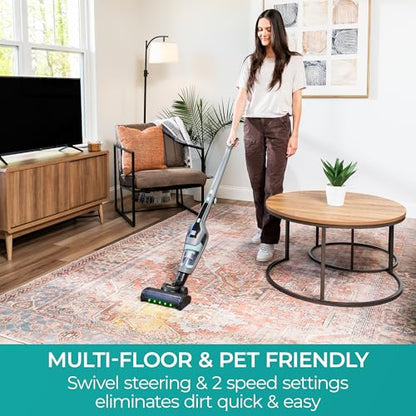 Kenmore 200 Series DS2010 Cordless Stick Vacuum Lightweight Cleaner 2-Speed Power Suction LED Headlight 2-in-1 Handheld for Hardwood Floor, Carpet & Pet Hair - style: Black