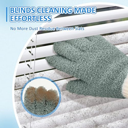 MIG4U Microfiber Dusting Gloves House Cleaning Glove for Blinds, Windows, Shutters, Furniture, and Car, Reusable Lint-Free Gray 2 Pairs S/M - color: Gray 2 Pairs, size: Small-Medium