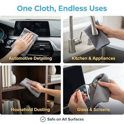MIRACLEAN Waffle Weave Microfiber Cloths - 12 x 12 inches - Lint Free Cloth, Streak-Free Absorbent Microfiber Glasses Cleaning Cloth, Screens, Dusting & Appliances - 12 Pack Premium Cloth Wipes - size: 12 Pack