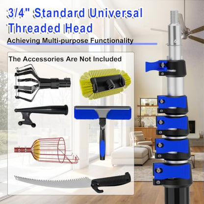 30FT Reach Telescopic Extension Pole-5-24FT Multi-Purpose Extension Pole with Easy Flip Lock, Universal Twist-on Metal Tip, Lightweight Sturdy Aluminum Paint Roller Extension Pole for Window Cleaning - size: 24FT
