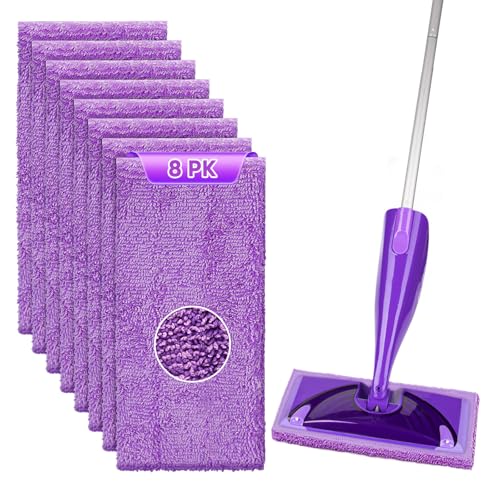 HOMEXCEL Microfiber Pads Compatible with Swiffer Wet Jet-15"x5.5", Reusable Pad Refills, Machine Washable Replacements for Multi Surface Wet & Dry Floor Cleaning, 8 Pack - color: Purple