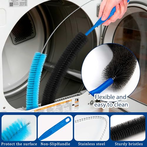 Dryer Vent Cleaner Kit,4 Pieces Dryer Lint Cleaner Vacuum Attachment & Brush Tool–Dryer Vent Cleaning Kit for Front Load,Dryer Lint Trap Cleaner with Hose,Dryer Vent Cleaner for Lint Removal (Black) - color: Black