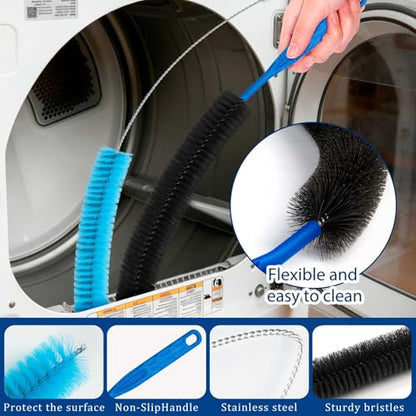 Dryer Vent Cleaner Kit,4 Pieces Dryer Lint Cleaner Vacuum Attachment & Brush Tool–Dryer Vent Cleaning Kit for Front Load,Dryer Lint Trap Cleaner with Hose,Dryer Vent Cleaner for Lint Removal (Black) - color: Black