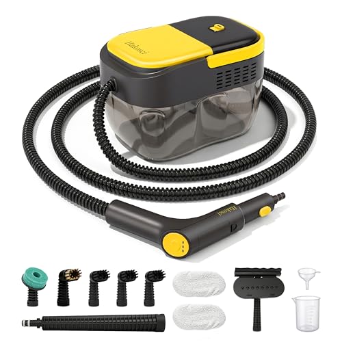 1500W Portable Steam Cleaner,10s Heat-Up,3-Level Adjustable Handle, 1.69 Quarts Large Tank,11 Pcs Accessories, Steamer for Home Dirt, Grout, Floor, Grease,and Car Detailing, Black-Yellow - color: Black-Yellow