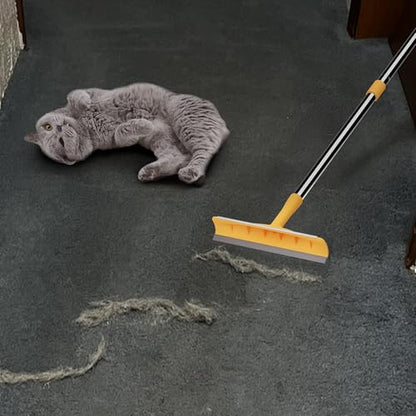 Carpet Rake for Pet Hair Removal – Reusable Cat & Dog Hair Remover Broom with Adjustable 60" Long Handle, Rug Rake Scraper for Carpet, Rugs, Mats, Upholstery & Couch Cleaning - color: Xtra