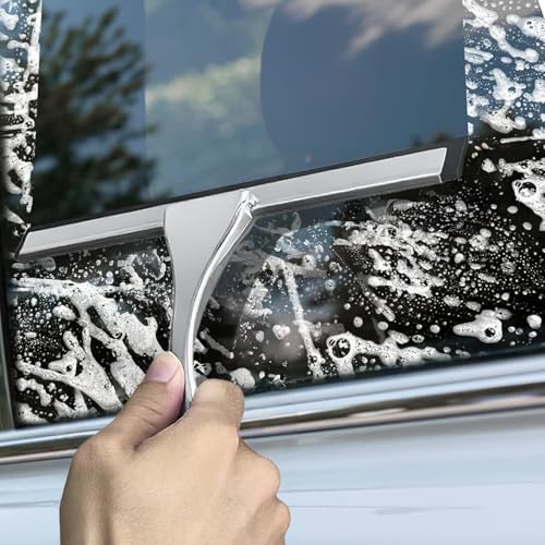 All-Purpose Stainless Steel Shower Squeegee - Shower Glass Door with Adhesive Hooks, Bathroom Cleaner Tool Household Window Mirror Squeegee, Cleaning Tile Wall, Car, 10 Inch Silver