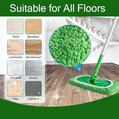 Reusable Microfiber Mop Pads Washable Wet & Dry Sweeping Cloths Mop Head Replacement for Household Cleaning (Green, 10PCS) Compatible with Swiffer Sweeper Refills - size: Green 10PCS