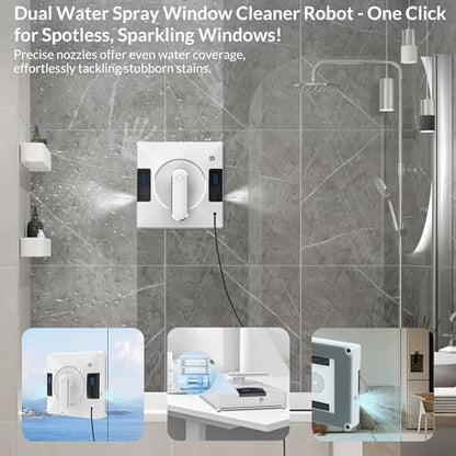 Smart Window Cleaning Robot With Dual Water Spray,3800pa Suction, Multiple Anti - Fall Protection,AI Path Planning,App & Remote Control,Ideal Window Washer Robot For High-Rise Windows And Glass Doors