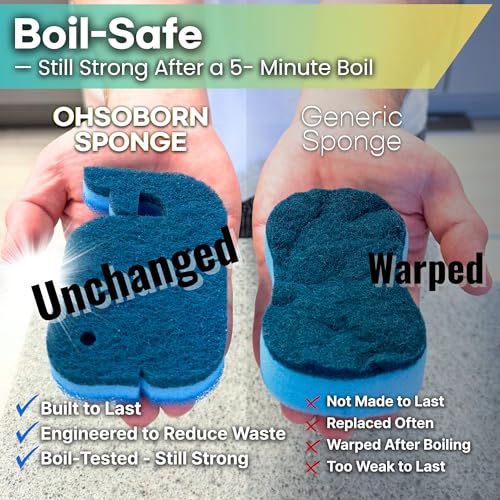 10 Pack Multipurpose Dual Sided Triple Layer Dish Sponges Kitchen | Boil Safe Scratch Free Odor Resistant Extra Durable | Flexible and Durable Design for Long Lasting Use (10, Whale) - style: whale - 10ct