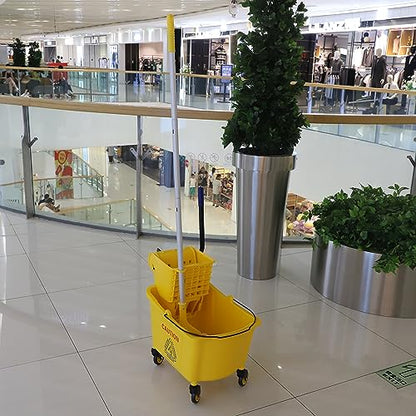 Midoneat Commercial Mop Bucket with Side Press Wringer on Wheels, 35Qt,Yellow Including One Commercial Mop - size: 35
